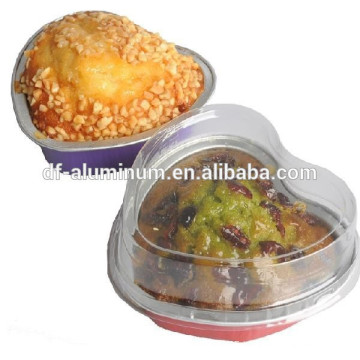 Ovenable aluminum foil heart shape container with lid